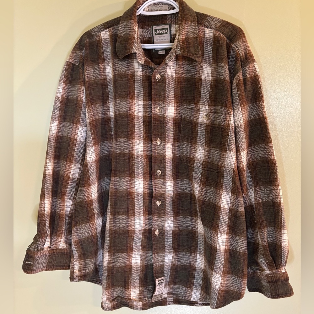 Jeep Men's Casual Brown Checkered Shirt